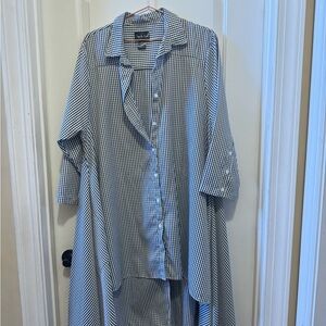 OnePlus Black and White Gingham High-Low Dress